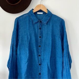 CP Shades Linen Romy Shirt in Bleached Indigo